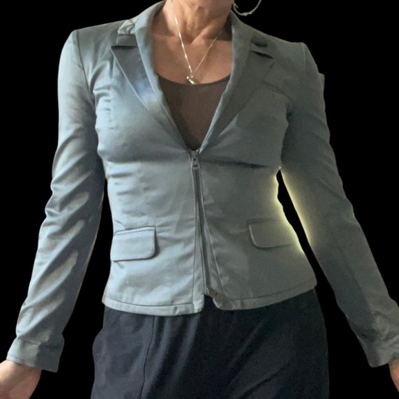 snatched pristine steel Armani jacket with notched details - Picture 1 of 8